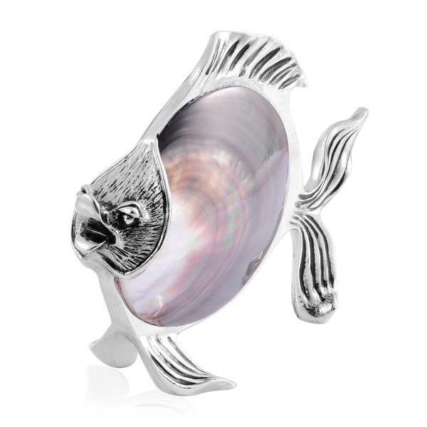 Very Rare Abalone Shell Fish in Silver Tone(640Gms Including stone & Metal).