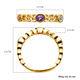 Citrine, Swiss Blue Topaz and Amethyst Curb Link Ring in Yellow Gold Overlay Sterling Silver