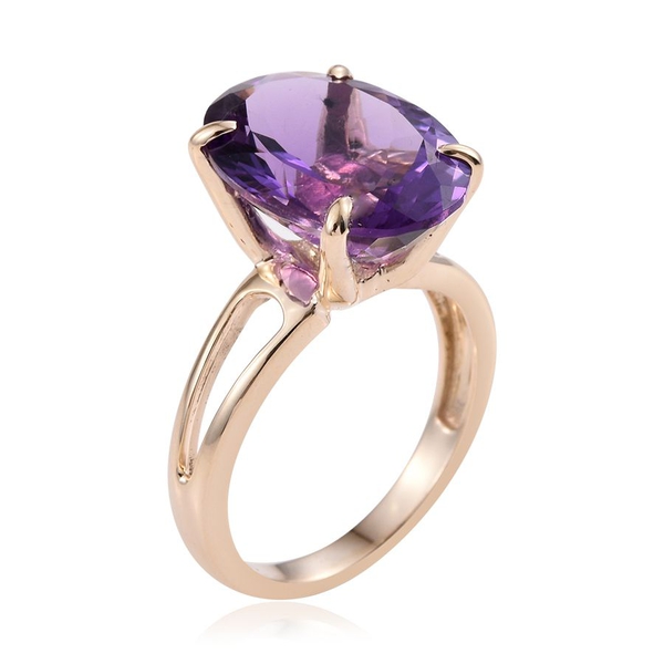 9K Y Gold Zambian Amethyst (Ovl) Solitaire Ring 8.500 Ct.