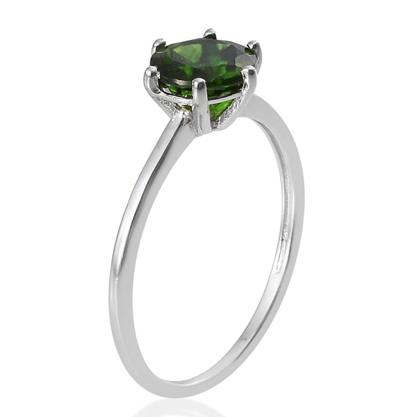 Chrome Diopside (Rnd) Solitaire Ring in Platinum Overlay Sterling Silver 1.250 Ct.