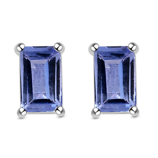 Tanzanite Stud Earrings (with Push Back) in Sterling Silver