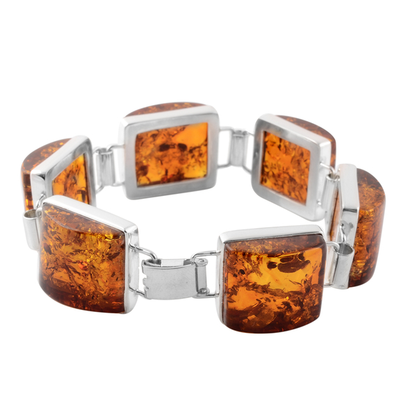 Baltic Amber Bracelet (Size 7.75) in Sterling Silver, Silver wt 19.00 Gms