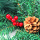 Decorative Christmas Garland Embellished with Pine Cones and Red Berries (Size 300 Cm)