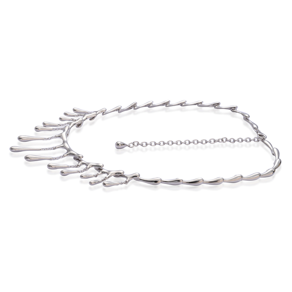 LucyQ Short Multi Drip Necklace (Size 20 with Extender) in Rhodium Plated Sterling Silver 44.20 Gms.