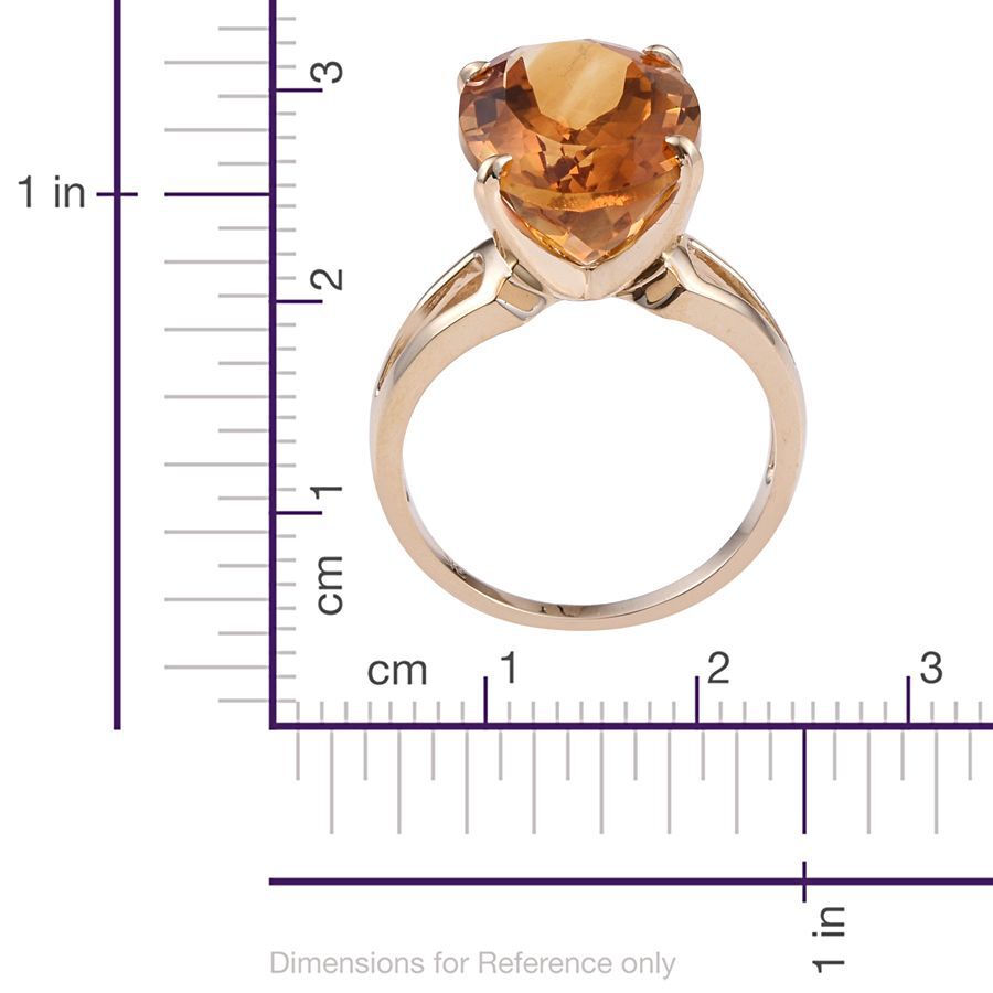 9K Y Gold Rare Size AAA Citrine Solitaire Ring 13.750 Ct.
