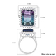 Bi Colour Fluorite and Natural Cambodian Zircon Ring in Platinum Overlay Sterling Silver 16.51 Ct.