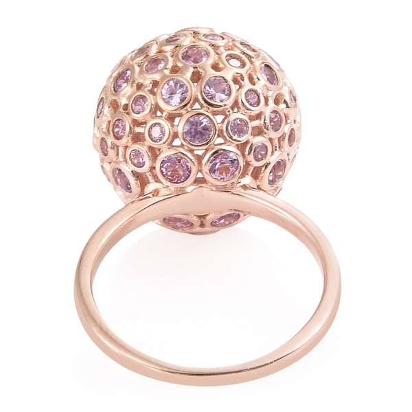 Designer Inspired- Bezel Set Pink Sapphire (Rnd) Cocktail Ring in Rose Gold Overlay Sterling Silver 4.500 Ct. Silver wt 8.97 Gms.No of Pink Sapphire Studded 83 Pcs