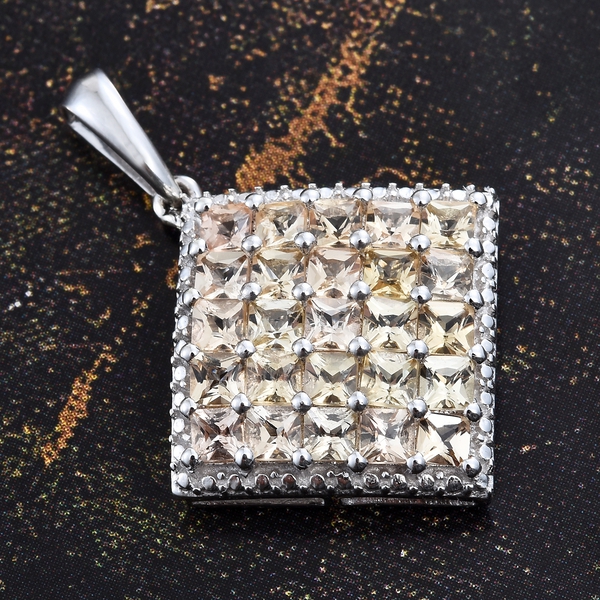 Imperial Topaz (Sqr) Pendant in Platinum Overlay Sterling Silver 2.750 Ct.