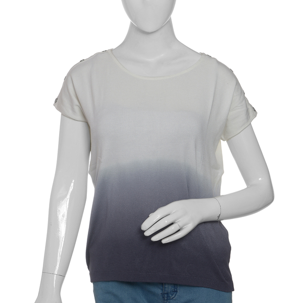 Cool Summer - White and Grey Ombre Dye T-Shirt Size- Medium