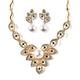 2 Piece Set - Simulated Pearl, Green and White Crystal Necklace (Size 20 with 2 inch Extender) and D