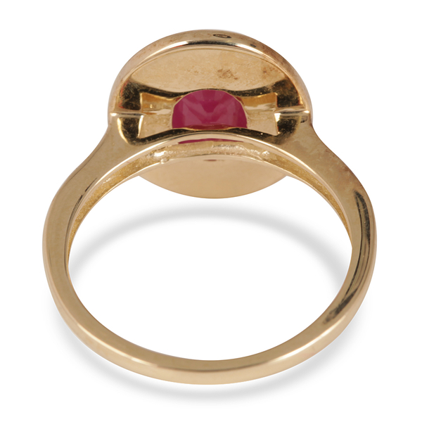 9K Y Gold Ruby (Ovl 1.50 Ct), Natural Cambodian White Zircon Ring 2.000 Ct.