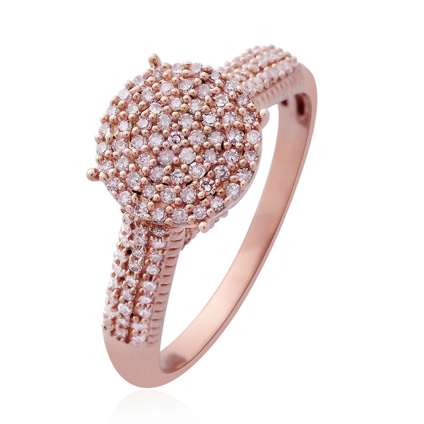 Limited Edition 9K Rose Gold Natural Pink Diamond (Rnd) (I2-I3) Ring 0.500 Ct. Gold Wt 4.00 Gms. Number of Diamonds 129