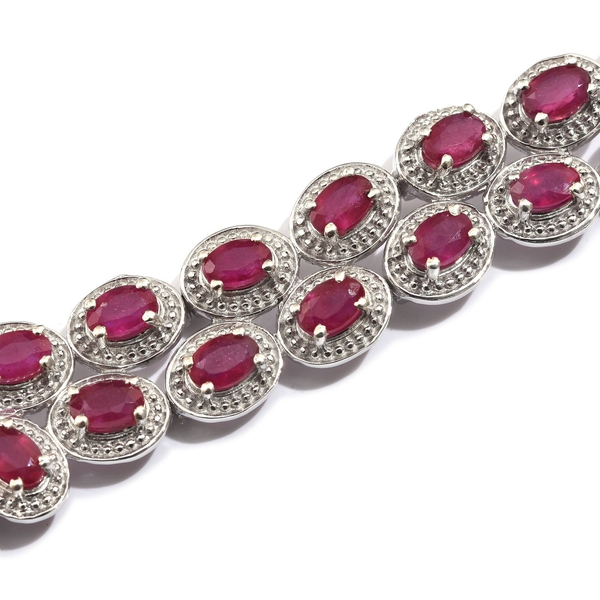 African Ruby (Ovl) Necklace in Platinum Overlay Sterling Silver (Size 18) 19.750 Ct.