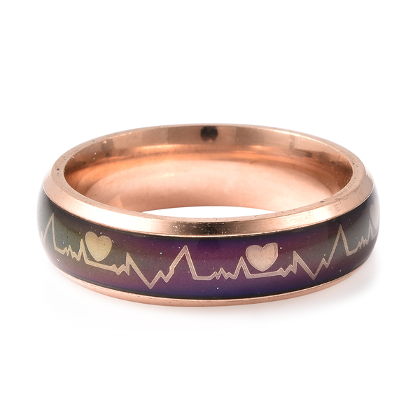 New Concept Mood Band Ring Heartbeats Design in Rose Gold Tone