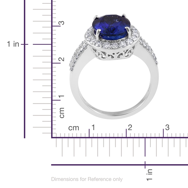 RHAPSODY 950 Platinum AAAA Vivid Intense Tanzanite (Ovl 6.94 Ct), Diamond (VS-E-F) Ring 8.000 Ct.