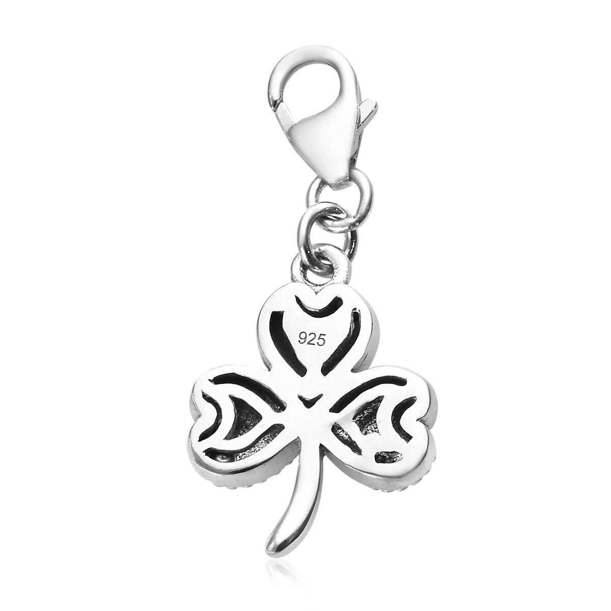 Shamrock Leaf Charm in Platinum and Rose Gold Plated 925 Sterling Silver