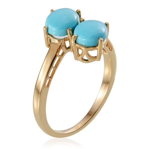 Arizona Sleeping Beauty Turquoise (Ovl) Crossover Ring in 14K Gold Overlay Sterling Silver 2.000 Ct.