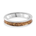 Sterling Silver Golden Smalto Band Ring (Size R)