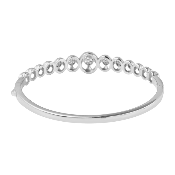 Rachel Galley Art Deco Collection - Rhodium Overlay Sterling Silver Bangle (Size 7.5), Silver wt 19.02 Gms
