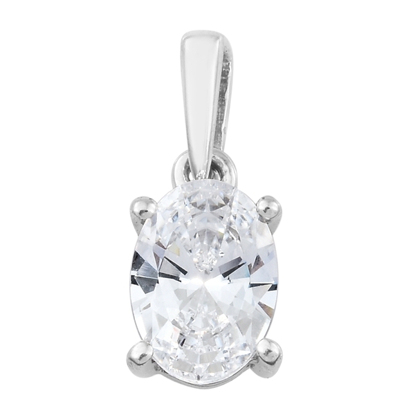 Lustro Stella Made with Finest CZ Solitaire Pendant in 9K White Gold