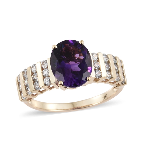 Limited Edition- 9K Yellow Gold AAA Moroccan Amethyst (Rare Size Ovl 11x9 mm 3.50 Ct), Natural Cambo