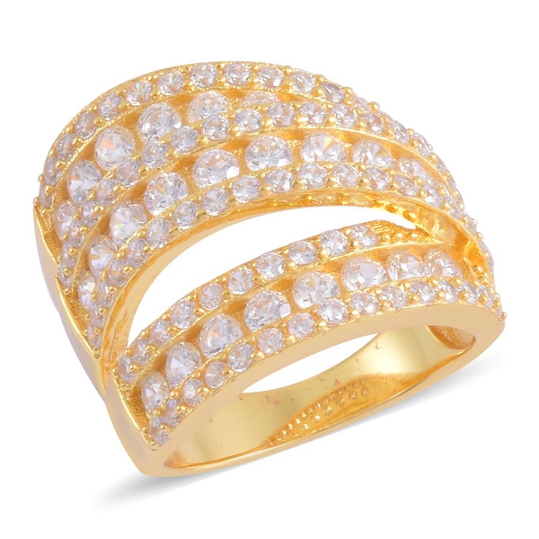 ELANZA AAA Simulated White Diamond Ring in 14K Yellow Gold Overlay Sterling Silver