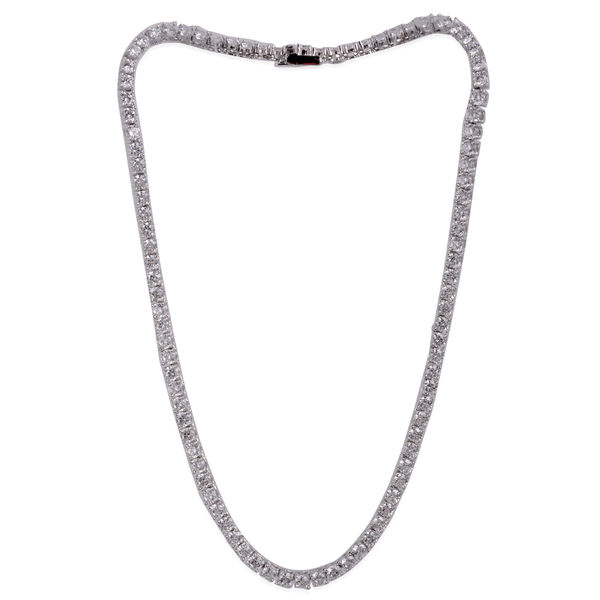 Close Out Deal AAA Simulated Diamond (Rnd) Necklace (Size 18) in Silver Bond