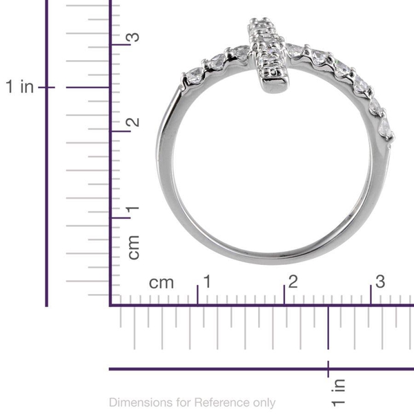 Lustro Stella - Platinum Overlay Sterling Silver (Rnd) Ring Made with Finest CZ 0.960 Ct.