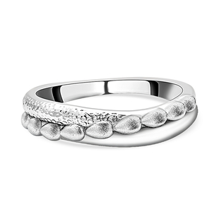 LUCYQ Texture Drop Collection - Multi Texture Rhodium Overlay Sterling Silver Ring
