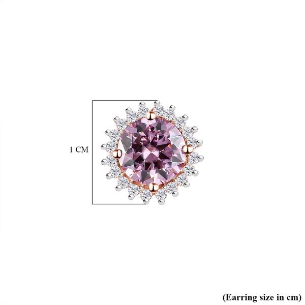 Pink & White Moissanite Stud Earrings in 18K Rose Gold Vermeil Plated Sterling Silver 2.30 Ct.
