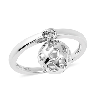RACHEL GALLEY Rhodium Plated Sterling Silver Lattice Globe Ring