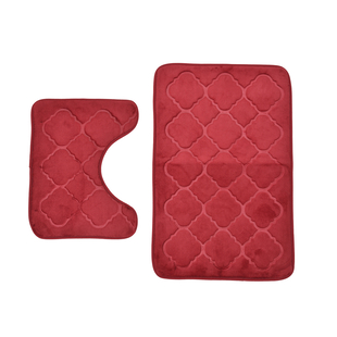 Set of 2 Embossed Flannel Mat - Red