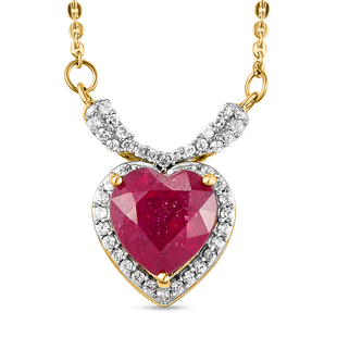 Cabo Delgado Ruby and Natural Cambodian Zircon Necklace ( Size- 20 ) in 18K Vermeil Yellow Gold Over