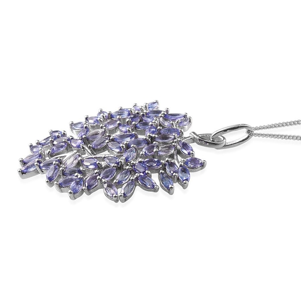 Tanzanite (Mrq) Leaves Pendant With Chain in Platinum Overlay Sterling Silver 4.500 Ct.