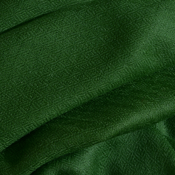 Limited Available - Super Soft- 100% Cashmere Wool Meadow Green Colour Shawl with Fringes (Size 200X70 Cm)