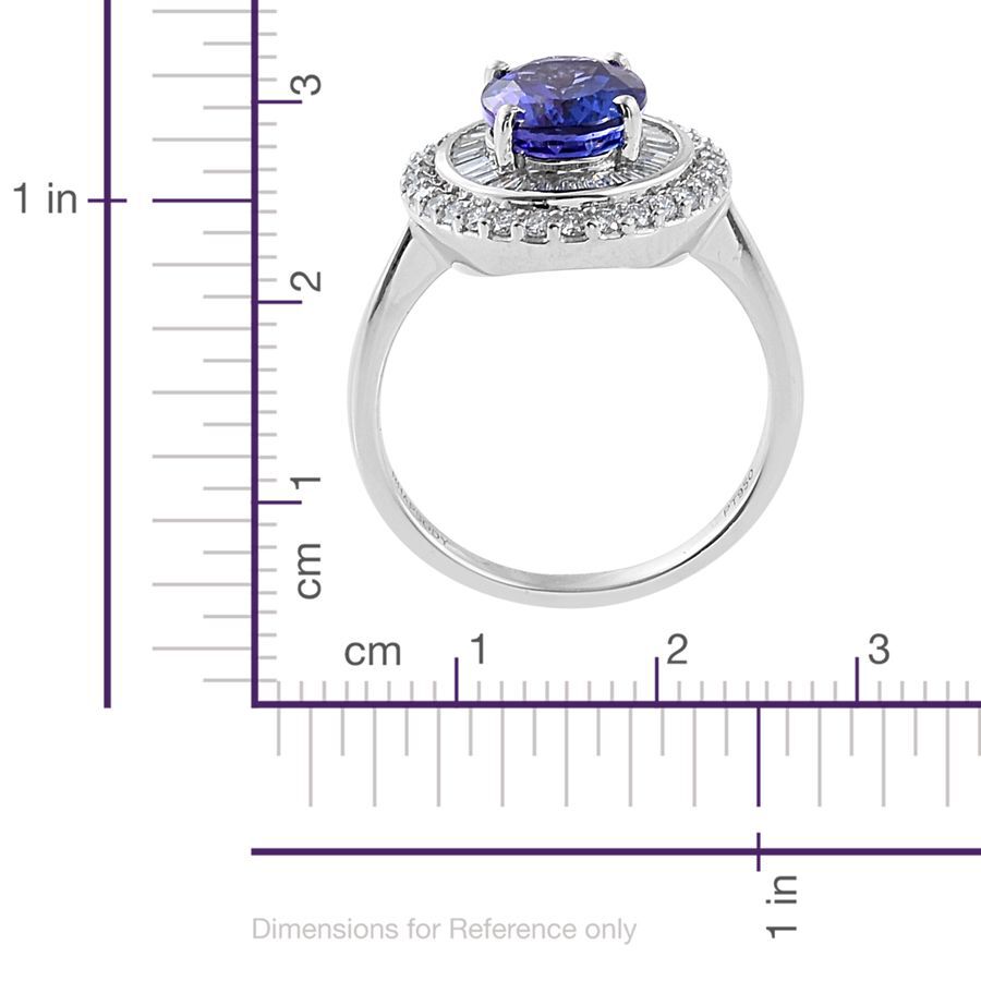 RHAPSODY  950 Platinum AAAA Tanzanite and Diamond (VS-E-F) Ring 2.75 Ct, Platinum Wt. 6.61 Gms
