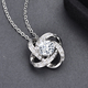 Simulated Diamond Knot Pendant With Chain (Size - 20 With 2 Inch Extender) in Silver Colour