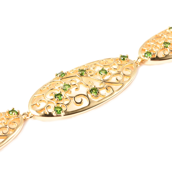 LucyQ Victorian Era Collection - AA Chrome Diopside Bracelet (Size 8) in Yellow Gold Overlay Sterling Silver