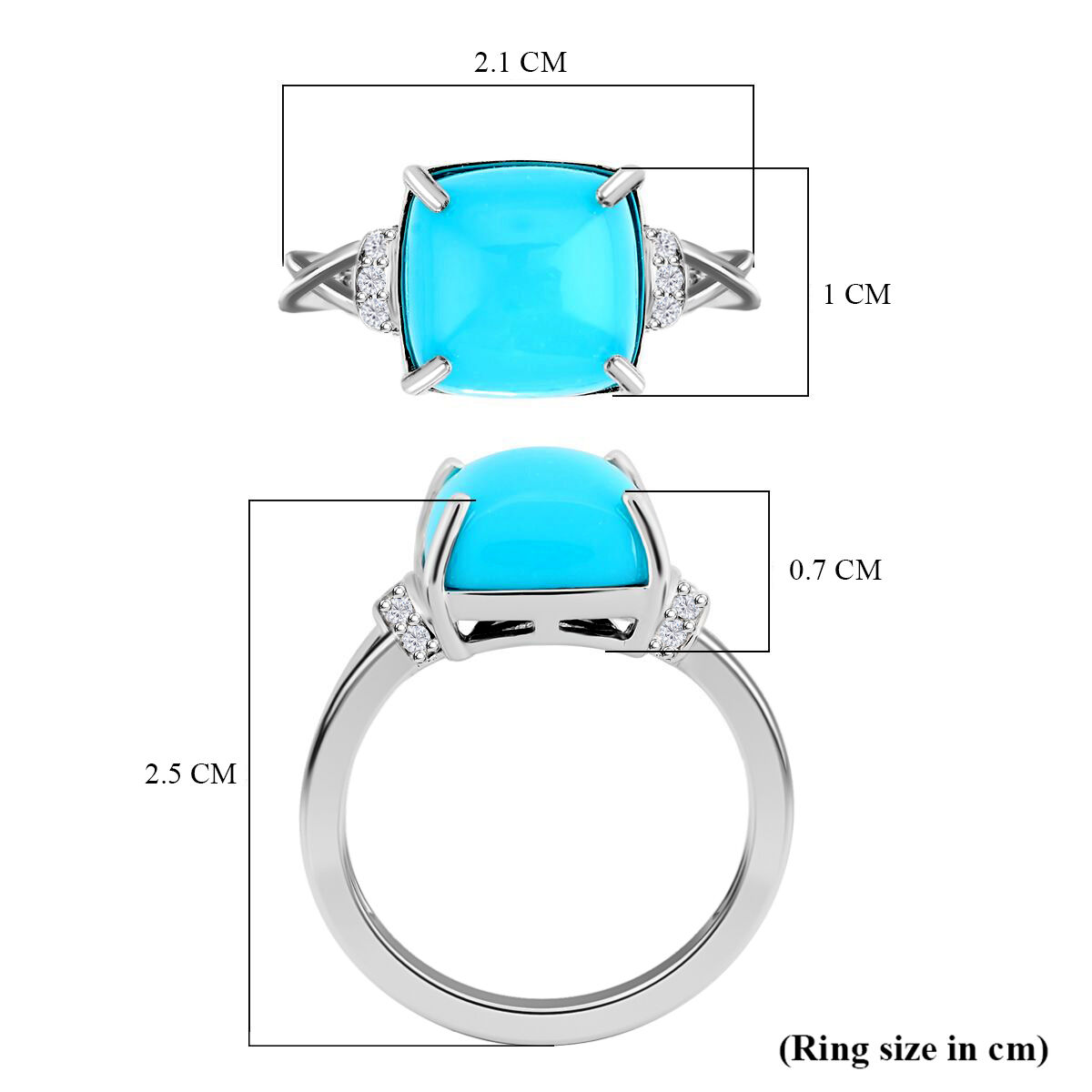 14K White Gold  AAA Sleeping Beauty Turquoise and Diamond Ring 3.20 Ct.