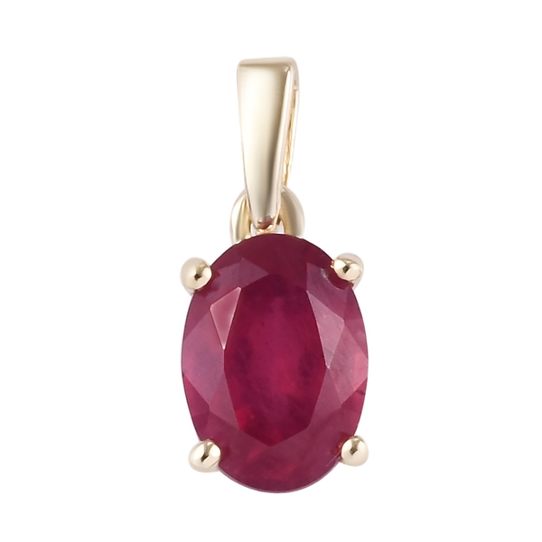 9K Yellow Gold AA African Ruby (Ovl 7x5 mm) Pendant 1.100 Ct.