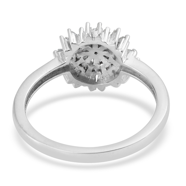 Diamond (Rnd) Starburst Ring in Platinum Overlay Sterling Silver 0.500 Ct.