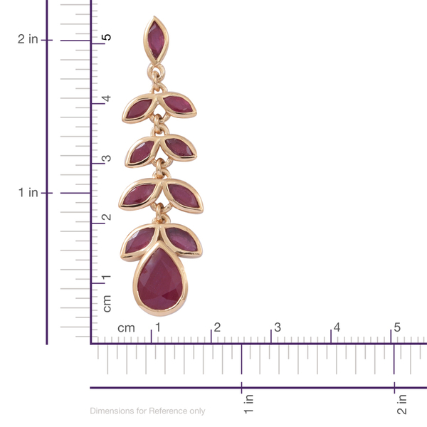 African Ruby (Pear) Earrings in Yellow Gold Overlay Sterling Silver 9.500 Ct.