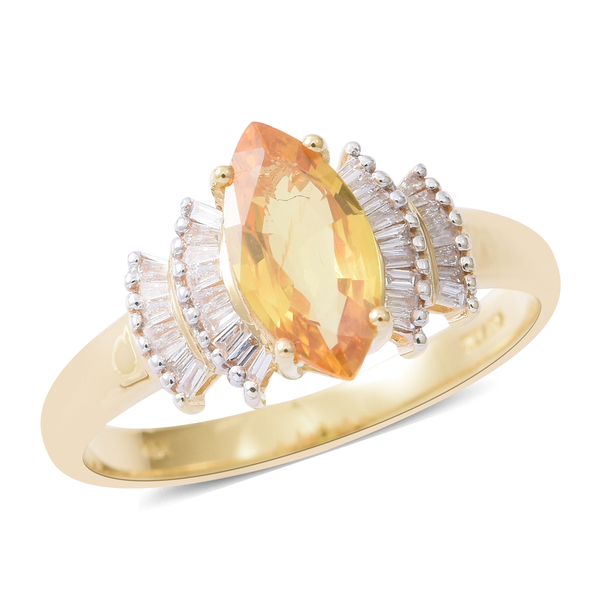 Extremely Rare 1.29 Ct Chanthaburi Yellow Sapphire and Diamond Ring in 18K yellow gold