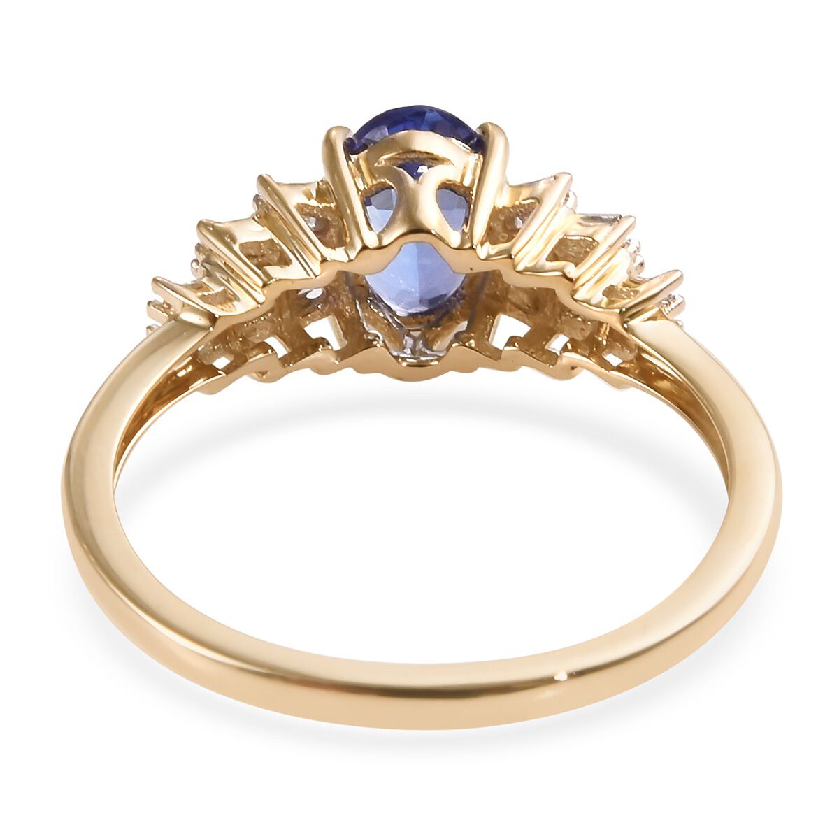 9K Yellow Gold AA Tanzanite (Ovl 7x5 mm) and Diamond Ballerina Ring