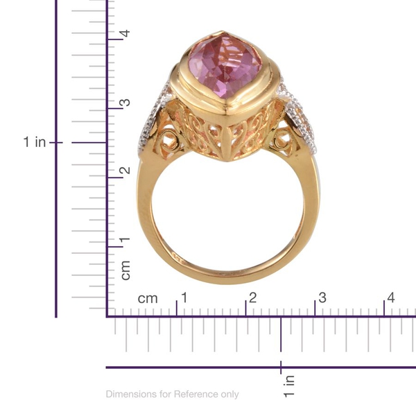 Kunzite Colour Quartz (Mrq 9.00 Ct), Diamond Ring in 14K Gold Overlay Sterling Silver 9.010 Ct.