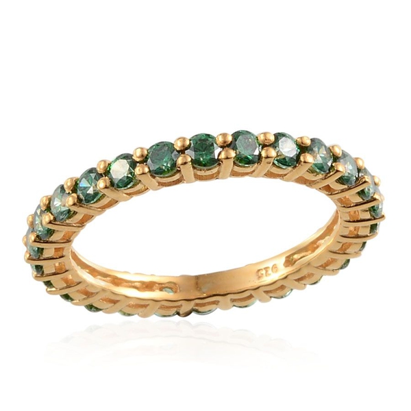Lustro Stella Yellow Gold Plated Silver 1.50 Carat Made With Green  Zirconia Full Eternity Ring