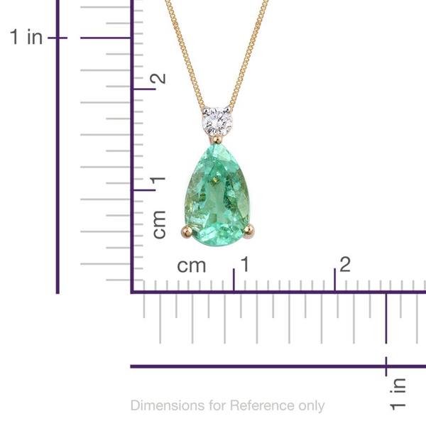 ILIANA 18K Y Gold Boyaca Colombian Emerald (Pear 1.90 Ct), Diamond (SI-G-H) Pendant With Chain 2.000 Ct.