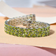 Hebei Peridot Cluster Bracelet (Size - 7.5) in Platinum Overlay Sterling Silver 37.99 Ct, Silver Wt. 24.65 Gms