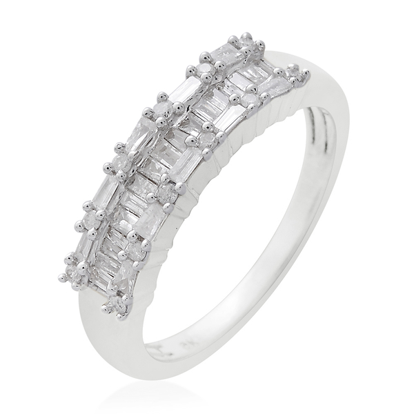 Designer Inspired- 9K White Gold SGL Certified Diamond (Bgt) (I3/G-H) Ring 0.500 Ct.