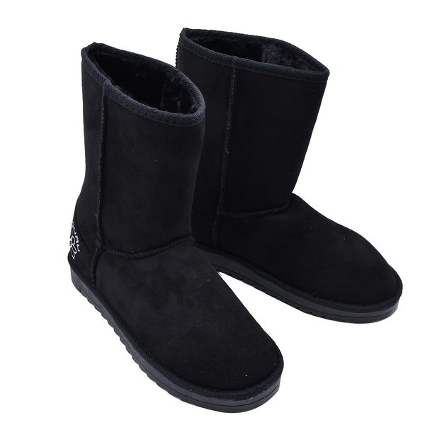 GURU Womens Winter Suede Fluffy Boots Black